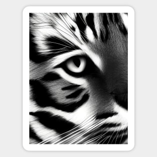 Tiger Face - White monochrome design Sticker